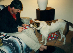 Savanna, shown here in December 2001, loved to open presents